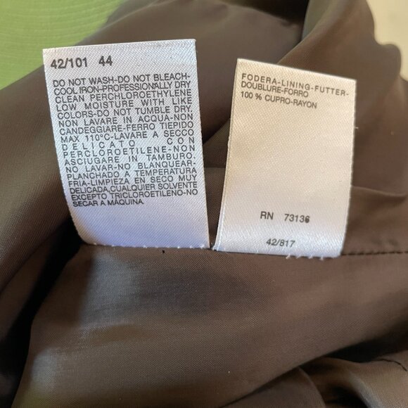 Max Mara Military Brown Jacket Logo Buttons Linen/Wool Blend-Sz.10 - Picture 7 of 13